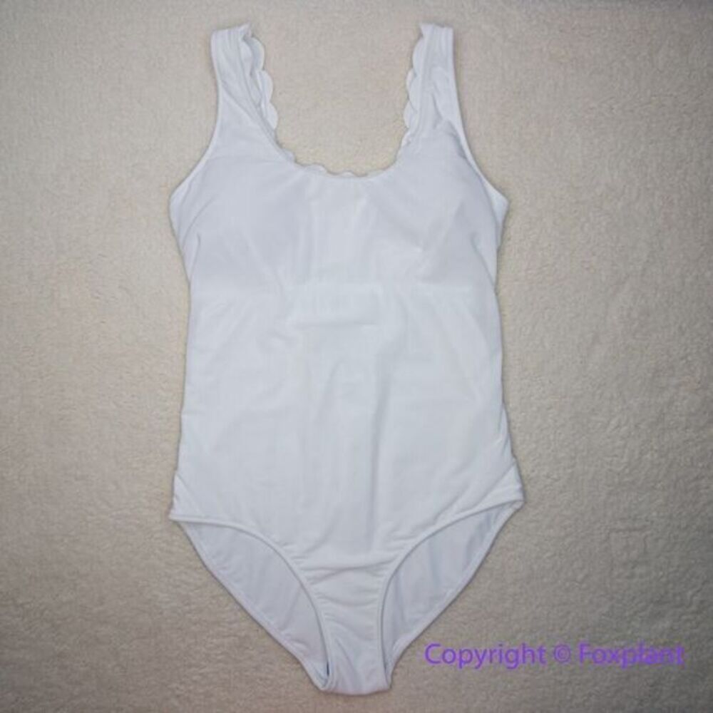 New! Vineyard Vines Textured Scallop One Piece Swim White Cap, size S